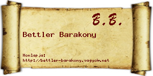 Bettler Barakony névjegykártya